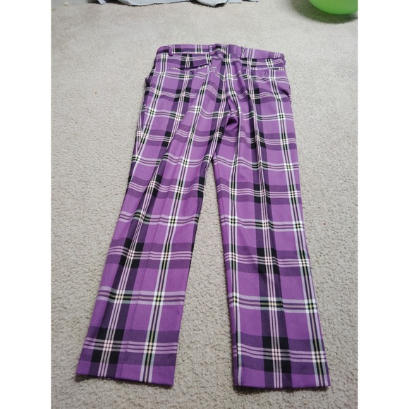 Boohoo Man Purple Plaid Dress Pants Men's Size 32x30 - Picture 2 of 7